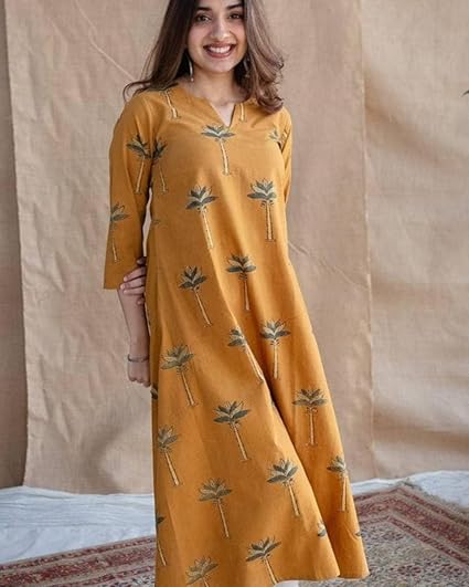 Women's Ajrakh Cotton A-Line Kurta for Festive & Casual Wear