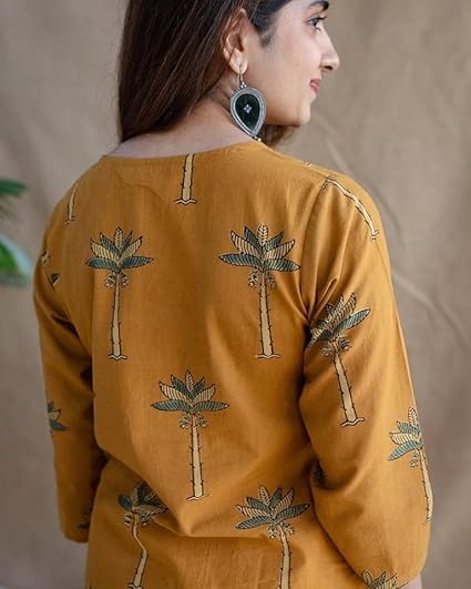 Women's Ajrakh Cotton A-Line Kurta for Festive & Casual Wear
