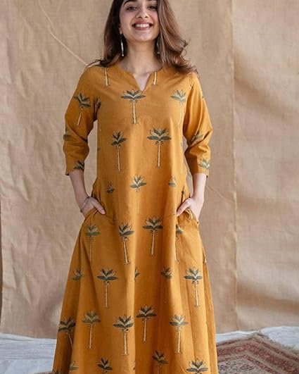 Women's Ajrakh Cotton A-Line Kurta for Festive & Casual Wear