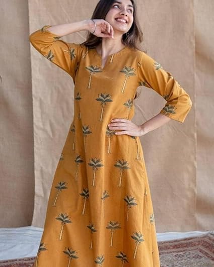 Women's Ajrakh Cotton A-Line Kurta for Festive & Casual Wear