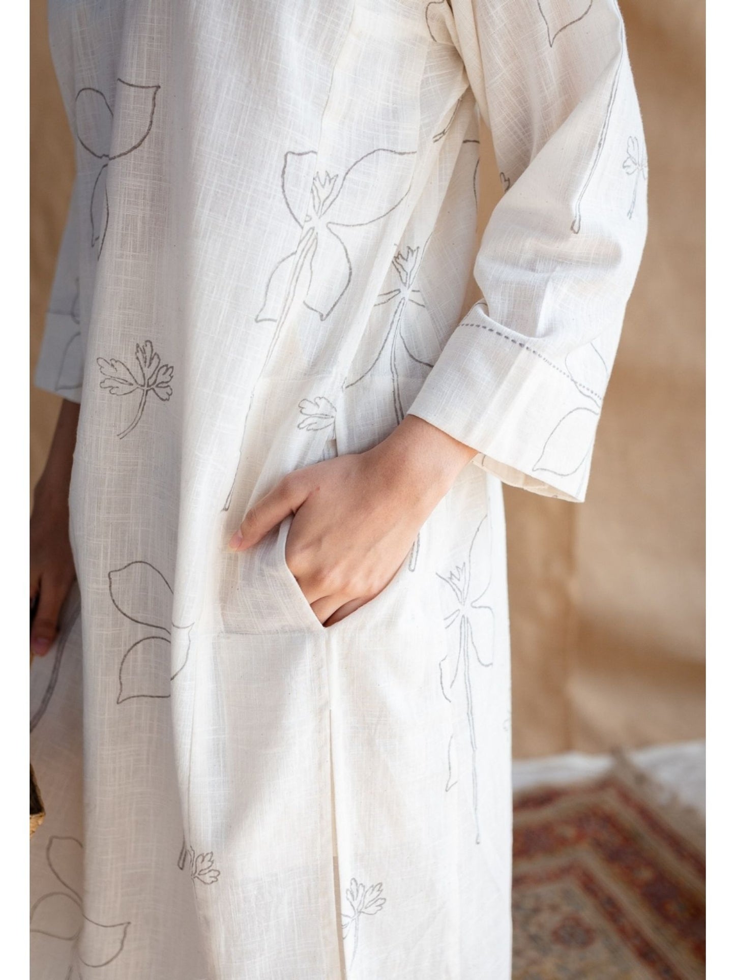 Women's Cotton White Sanganer Floral Print Co-Ords Set