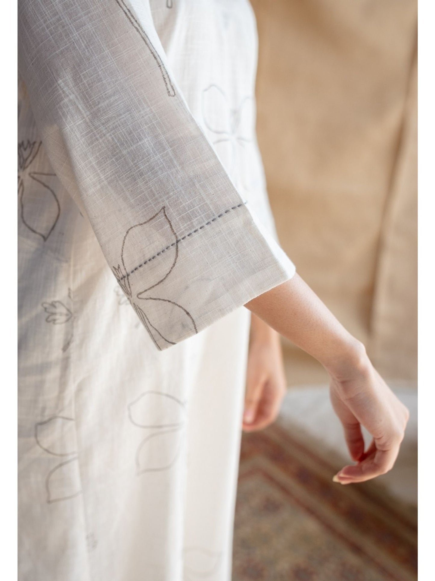 Women's Cotton White Sanganer Floral Print Co-Ords Set