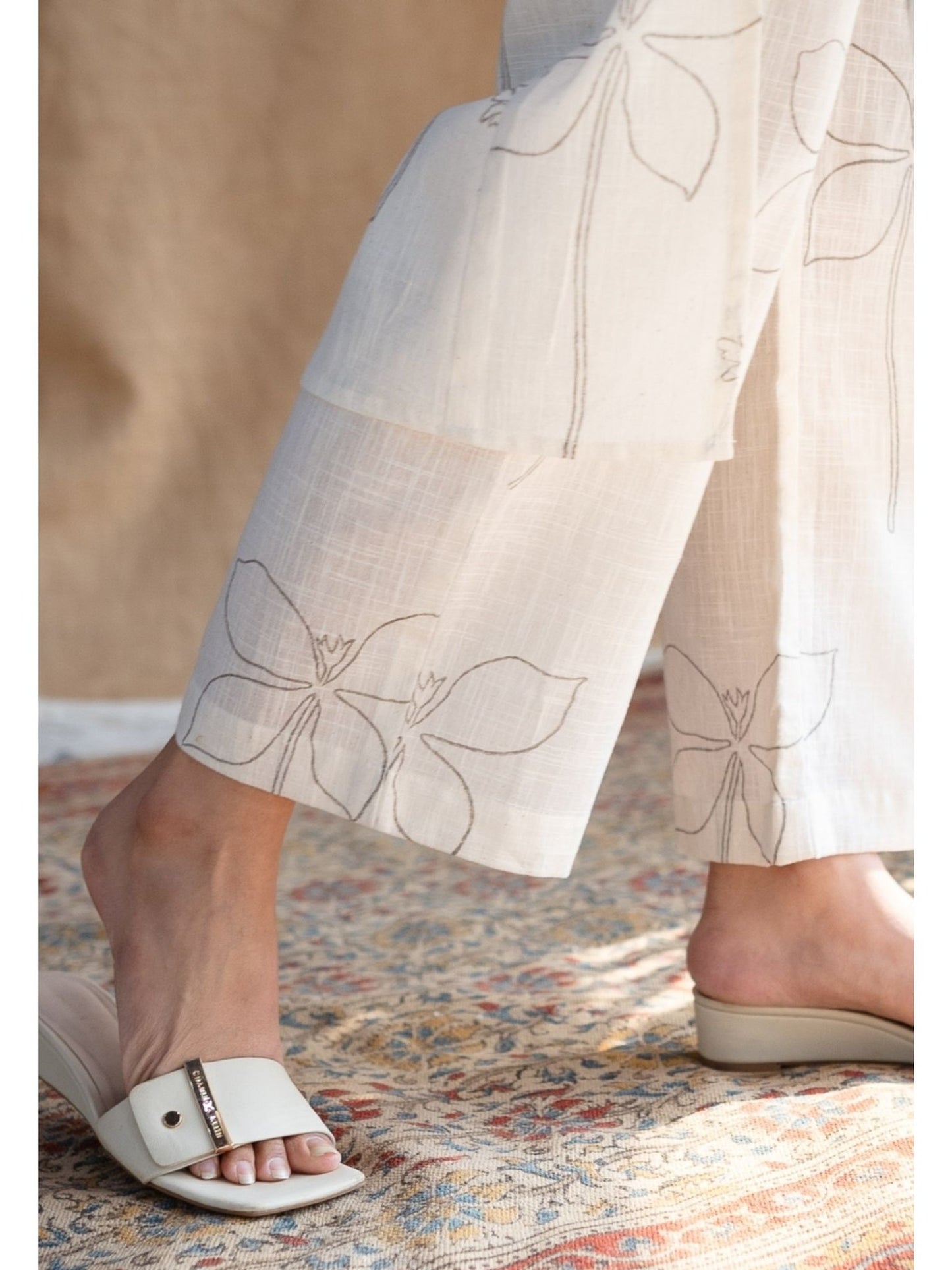 Women's Cotton White Sanganer Floral Print Co-Ords Set