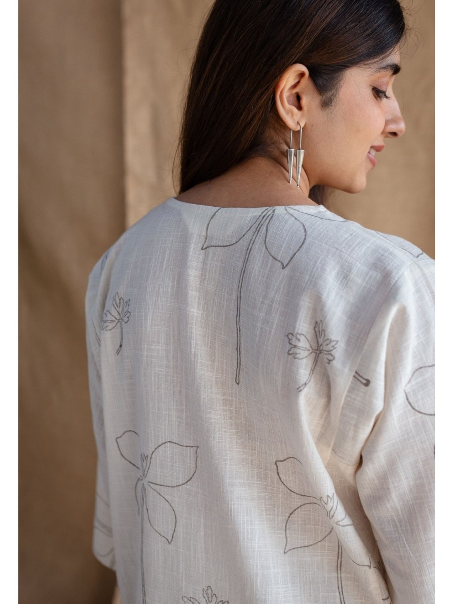 Women's Cotton White Sanganer Floral Print Co-Ords Set