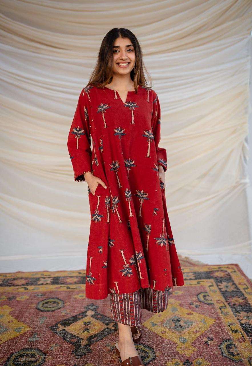 Women's Ajrakh Cotton A-Line Kurta for Festive & Casual Wear