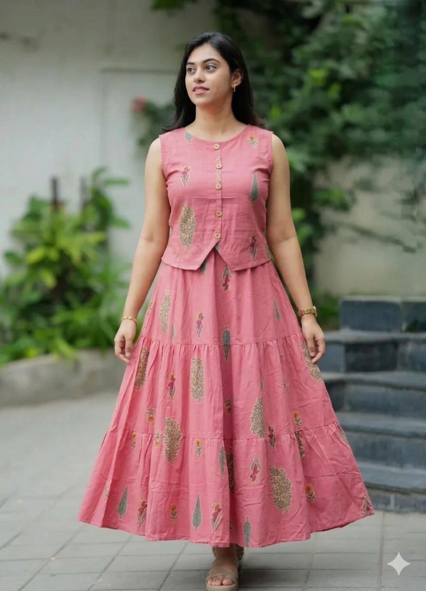 Rosy Blush top with skirt set