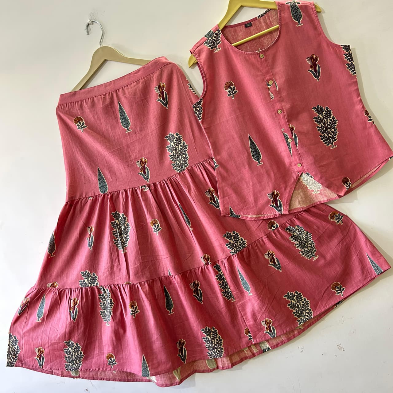 Rosy Blush top with skirt set