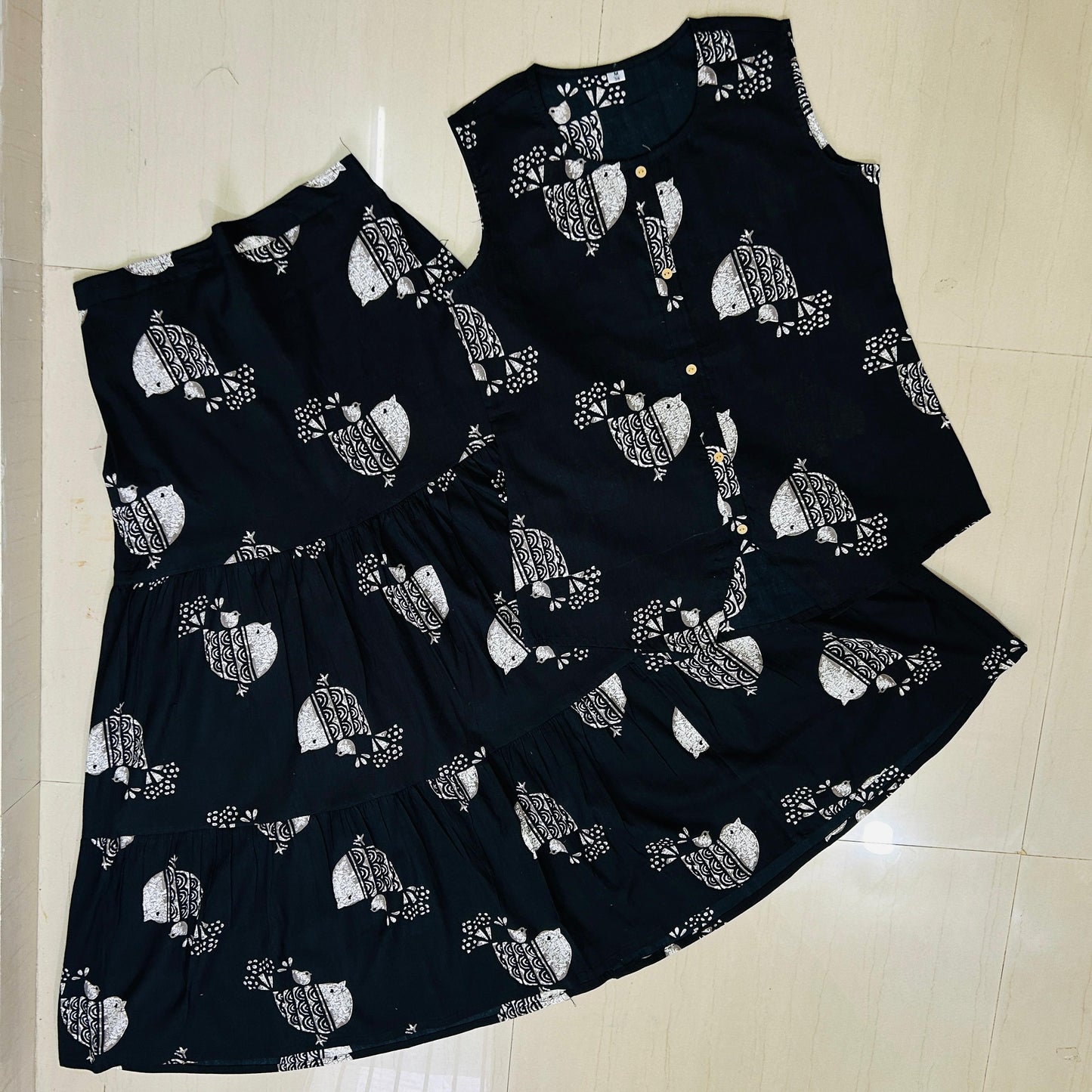 Midnight Block-Print Tiered Co-ord Set